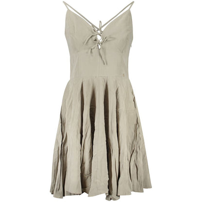 Guess Jeans Green Modal Women Dress with sweetheart neckline and thin crossed straps, perfect for chic events.