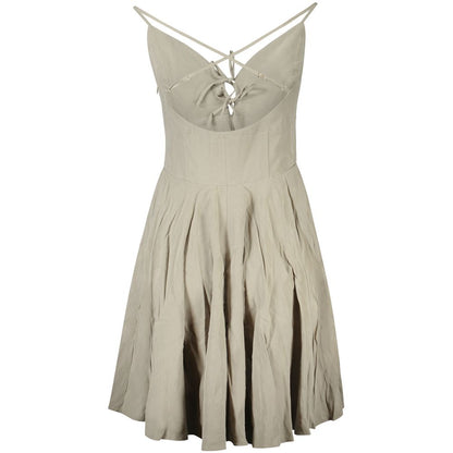 Guess Jeans Green Modal Women Dress with thin crossed straps and sweetheart neckline