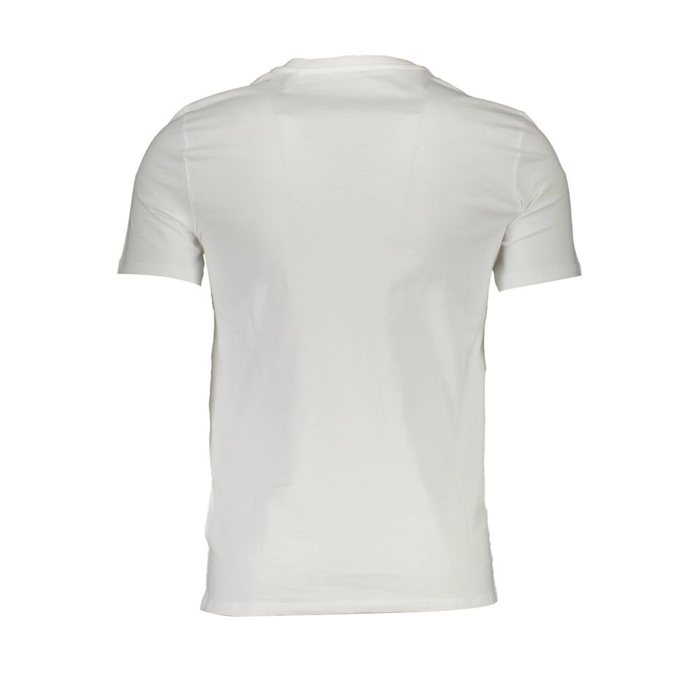 Rear view of Guess Jeans White Organic Cotton Men T-Shirt showcasing sustainable fashion in a versatile white design.