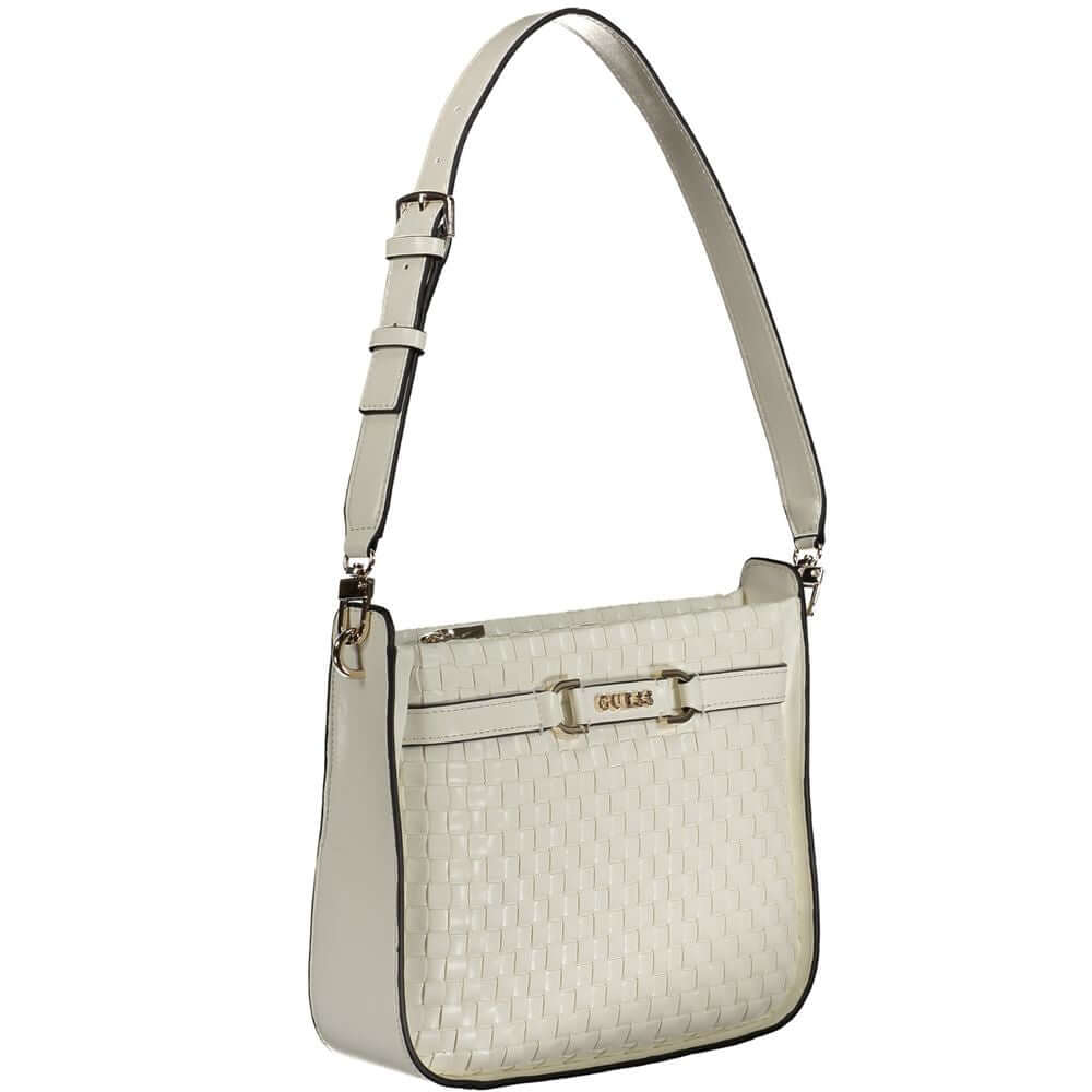 Guess Jeans White Polyethylene Handbag with adjustable shoulder handle and zip closure