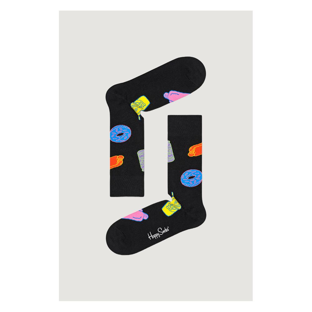 Happy Socks Black Cotton Socks with Bart Simpson design in gift set, featuring colorful patterns for a fun and comfortable look.