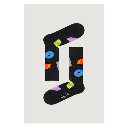 Happy Socks Black Cotton Socks with Bart Simpson design in gift set, featuring colorful patterns for a fun and comfortable look.