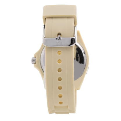 Back view of Haurex Cream Rubber Sport Watch with cream rubber bracelet and steel case.