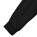 Herno Black Wool Jacket sleeve detail featuring ribbed cuff, showcasing elegant craftsmanship and premium technical fabric.