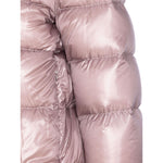 Close-up of Herno Coats Lilac featuring rose pink padded design and zip pockets in a nylon down jacket.