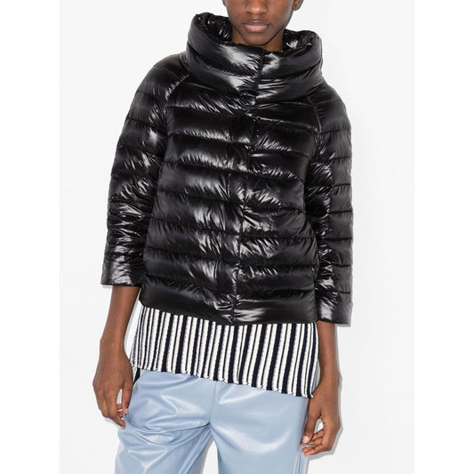 Herno Jackets Black - Sofia nylon cape with puffer design, stylish and warm outerwear for fashion-forward individuals.