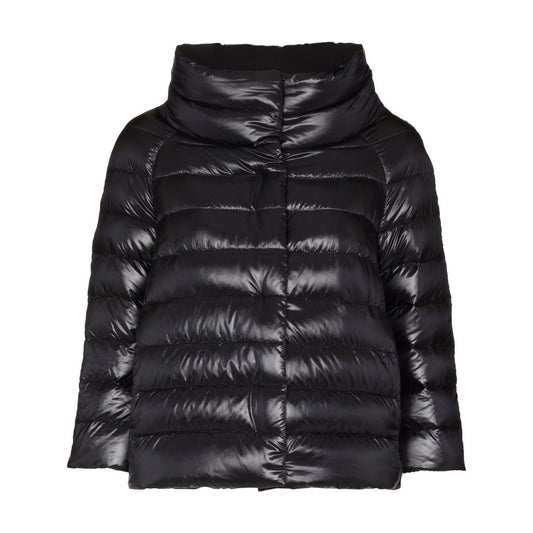 Herno Jackets Black Sofia nylon cape, stylish black padded jacket for women, luxurious and warm outerwear.