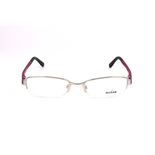 Hogan Gray Metal Glasses (Frames) for women in glossy palladium gray, model HO5008016, size 52/18/135 mm, stylish metal design.