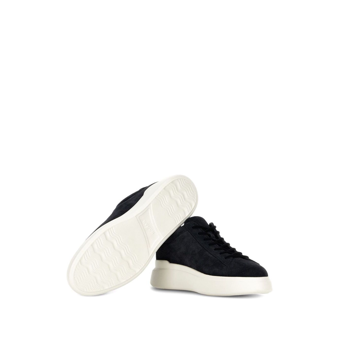 Hogan Pre Hogan H580 black/white sneakers, lace-up fastening, logo side panels, round toe, branded insole, leather sneakers.