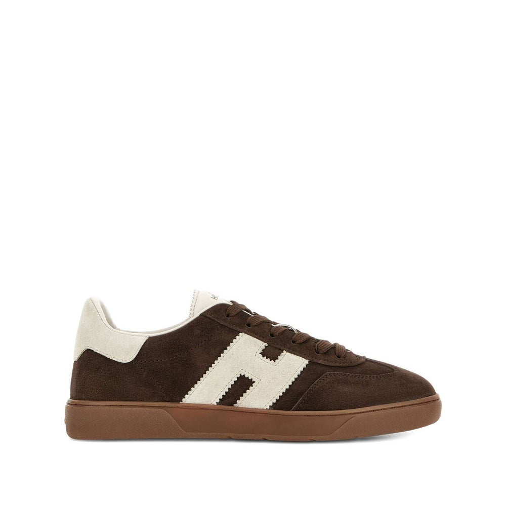 Hogan Pre Sneakers Hogan Cool chocolate brown leather sneakers with lace-up, memory foam insole, flat rubber sole, and appliqué logo.