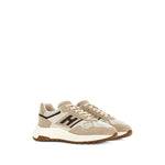 Hogan Pre Sneakers Hogan Hi-Fi in light beige with front lace-up, memory foam insole, appliqué logo, and perforated Hyperlight leather design.