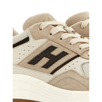 Hogan Pre Sneakers Hogan Hi-Fi in light beige with lace-up, memory foam insole, and perforated detailing, Hyperlight leather sneakers.