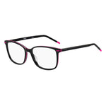 Hugo Boss Black Acetate Frames in black and fuchsia with measurements 55/16/140 mm, model HG-1176-3MR for women.
