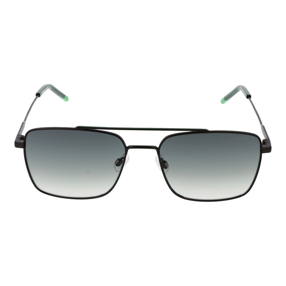 Hugo Boss Black Men Sunglass with black metal frame, green gradient lenses, full-rim style, protecting 100% UVA & UVB.