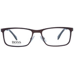 Hugo Boss Brown Men Glasses Frame, full-rim rectangle style, stainless steel, demo lenses, includes branded case, size 53-17-145.