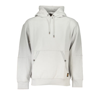 Hugo Boss Gray Cotton Men Sweater with fleece-lined hood and central pocket, perfect for luxury casual wear.