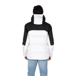 Back view of Hugo Boss White Recycled Polyester Jackets & Coat with black details and hood.
