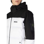 Hugo Boss White Recycled Polyester Jackets & Coat - Men's puffer jacket with adjustable hood and wide quilting for style and comfort.
