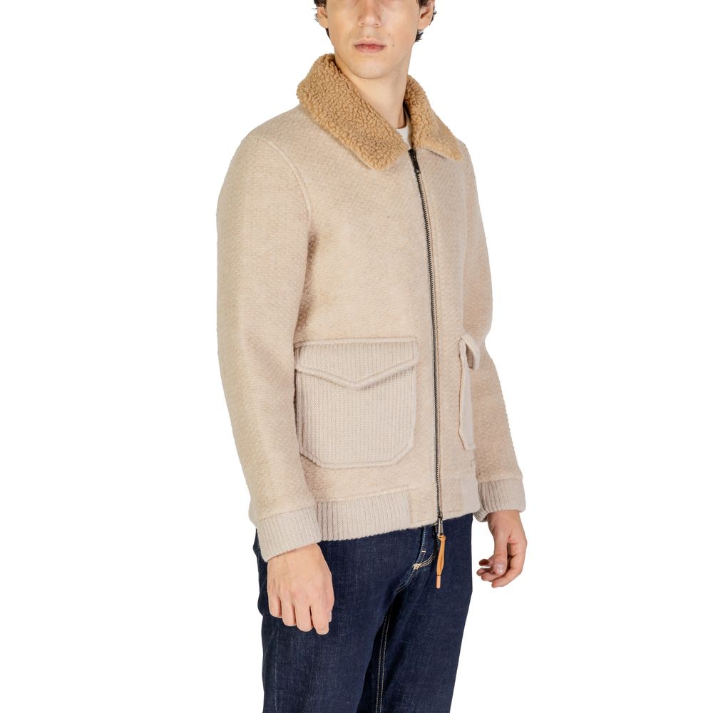Hydra Clothing Beige Polyester Jackets & Coat for men, fall/winter collection, featuring a blend of 60% polyester and 40% wool.