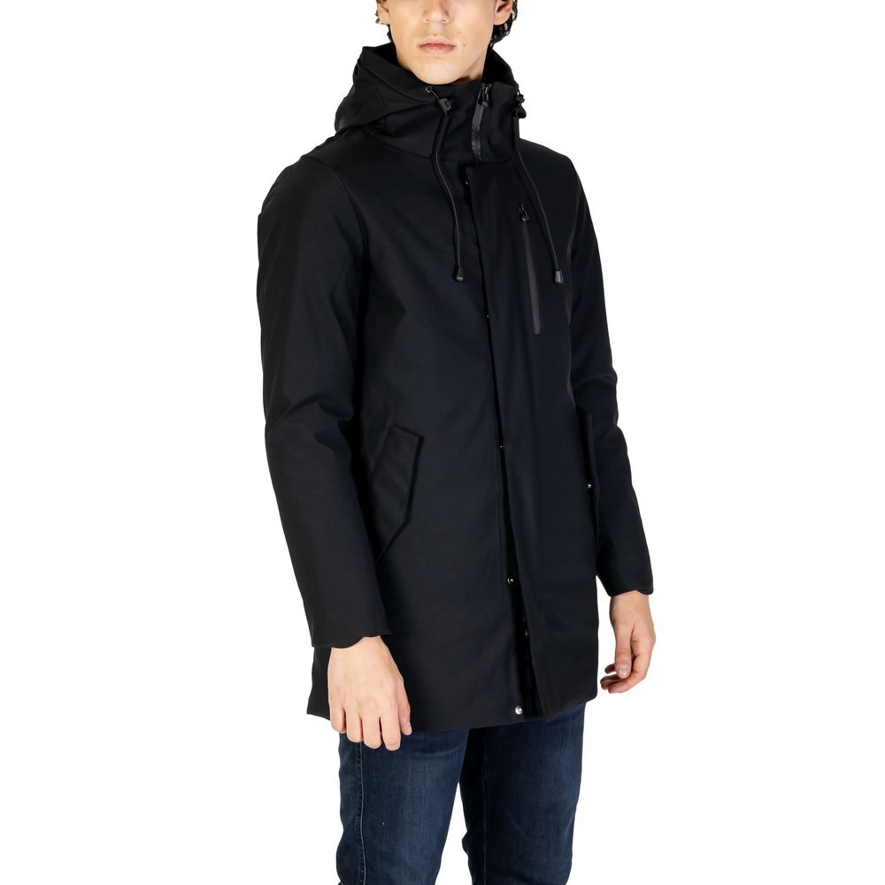 Hydra Clothing Black Nylon Jackets & Coat for men, fall/winter collection, 78% nylon, 22% polyester, stylish and warm outerwear.