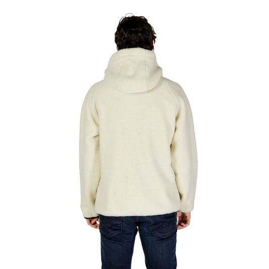 Back view of Hydra Clothing Cream Polyester Jackets & Coat, men's fall/winter collection, 100% polyester.