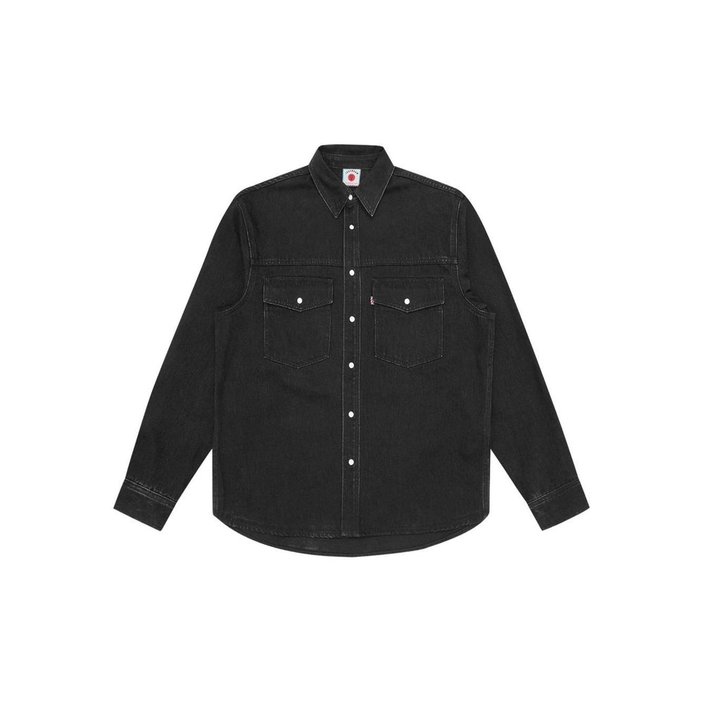 ICECREAM Shirts Black - Black denim shirt with front press-stud, long sleeves, and two chest flap pockets.