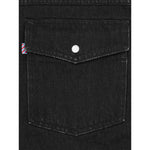 ICECREAM Shirts Black denim shirt with chest flap pocket featuring press-stud fastening, highlighting stylish long sleeve design.