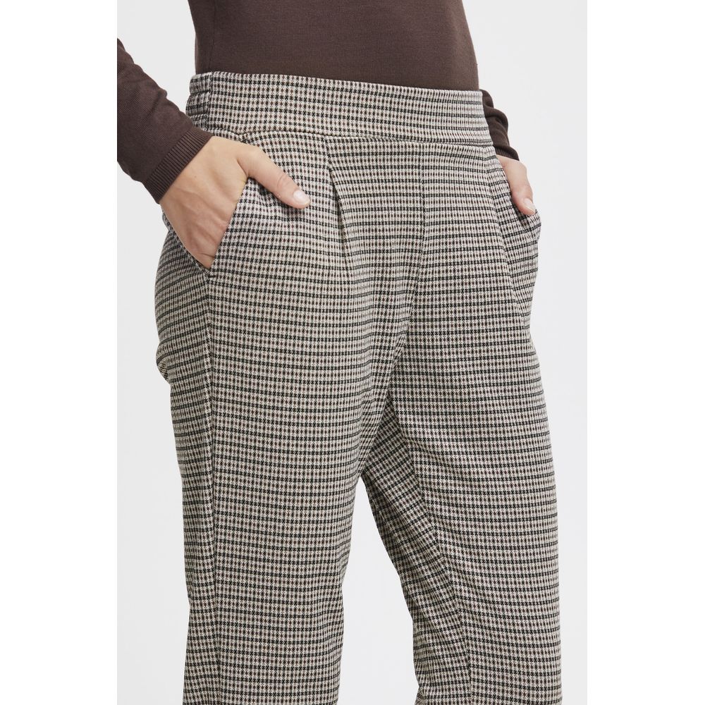 ICHI Beige Polyester Casual Pants