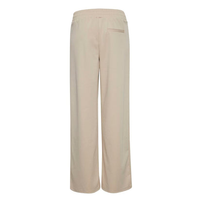 ICHI Beige Recycled Polyurethane Casual Pants