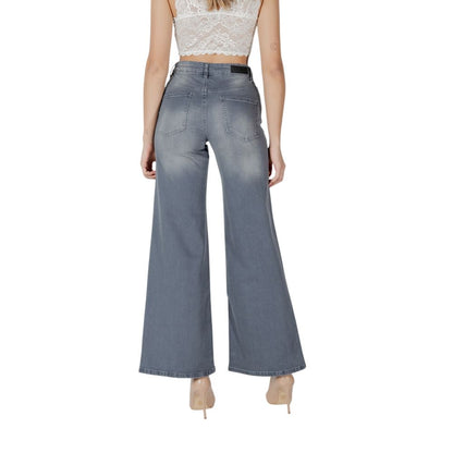 ICHI Gray Cotton Bootcut Jeans