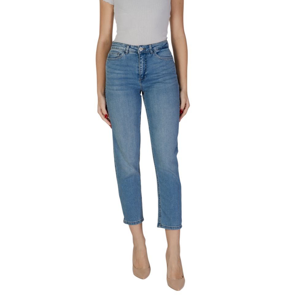 ICHI Light Blue Cotton Mom Jeans