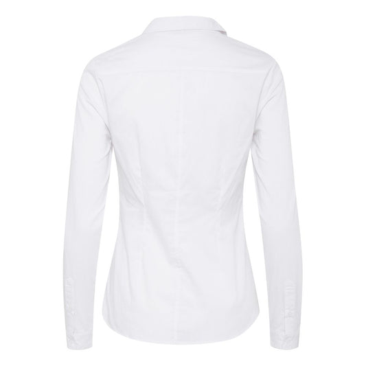 Back view of ICHI White Cotton Shirt with long sleeves and classic collar.
