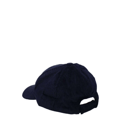 Back view of Isabel Marant Blue Cotton Cap (Baseball Hat) with strap closure, made from 74% cotton and 28% linen, in midnight blue.