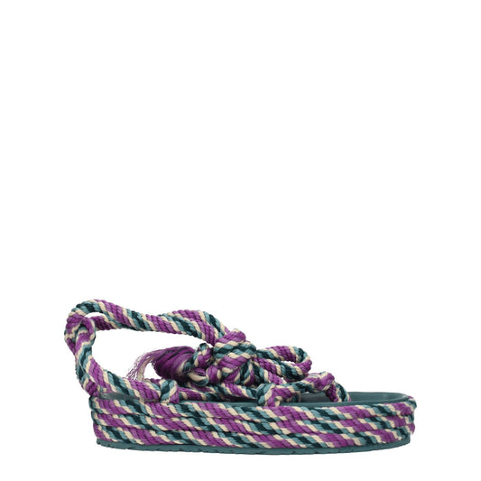 Isabel Marant Multicolor Fabric Flat Sandals with open toe, self-tie closure, mid heels, and rubber sole.
