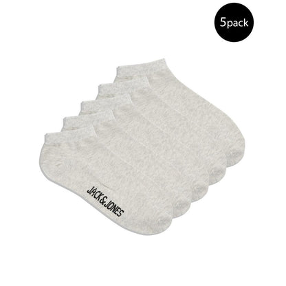 Jack Jones Gray Cotton Socks 5-pack, comfortable and breathable, ideal for everyday wear, made with 72% cotton, 26% polyester, 2% elastane.