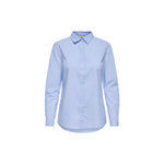 Jacqueline De Yong Blue Cotton Shirt with long sleeves and elegant design, suitable for work or casual outings, made from comfort blend fabric.