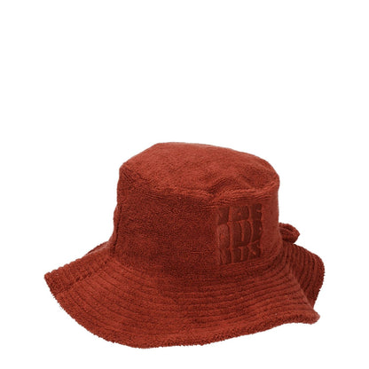 Jacquemus Brown Cotton Bucket Hat with front logo, 100% terracotta cotton, casual style. MPN 235AC4461329840, code F76832.