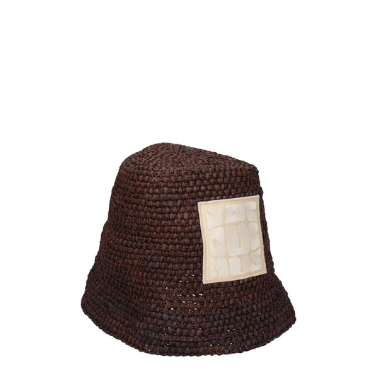 Jacquemus Brown Raffia Bucket Hat with logo in dark brown raffia, casual style, MPN 235AC4505046850, product code F76831.
