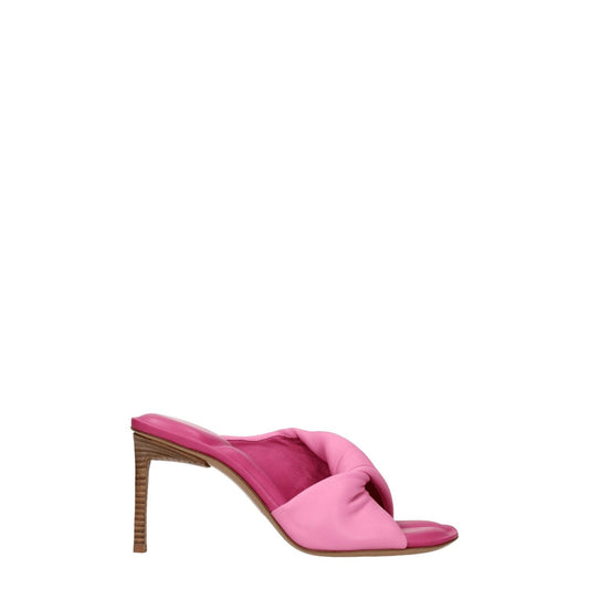 Jacquemus Pink Leather Stiletto Heel Sandals with 8.5 cm mid heels and open toe design, crafted from leather, style code F76009.