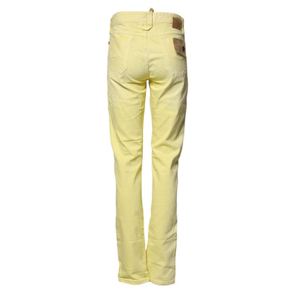Jeckerson Yellow Mid Waist Straight Fit Men Denim Trouser Jeans