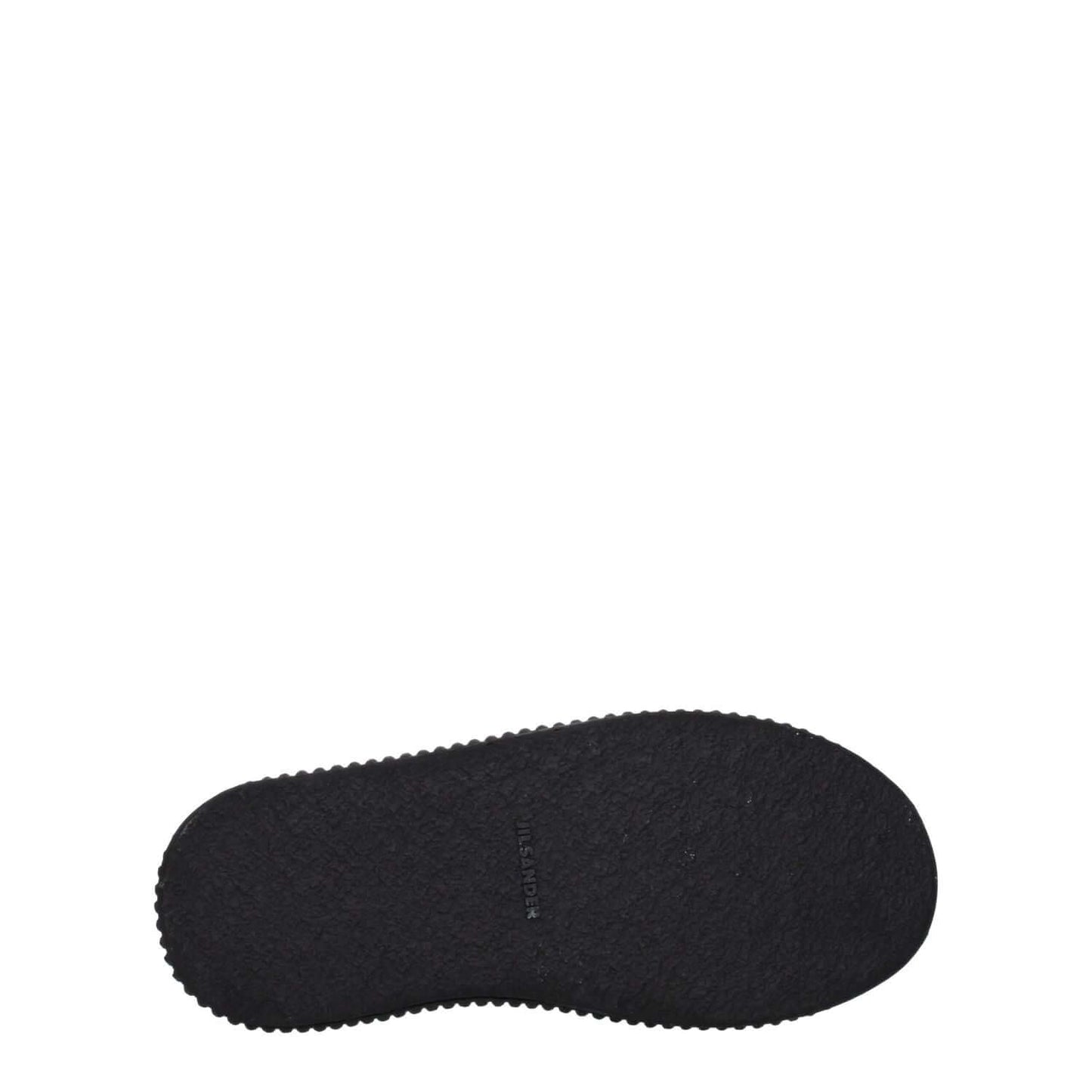 Sole of Jil Sander Black Fabric Chunky Sneakers highlighting rubber material and square toe design.