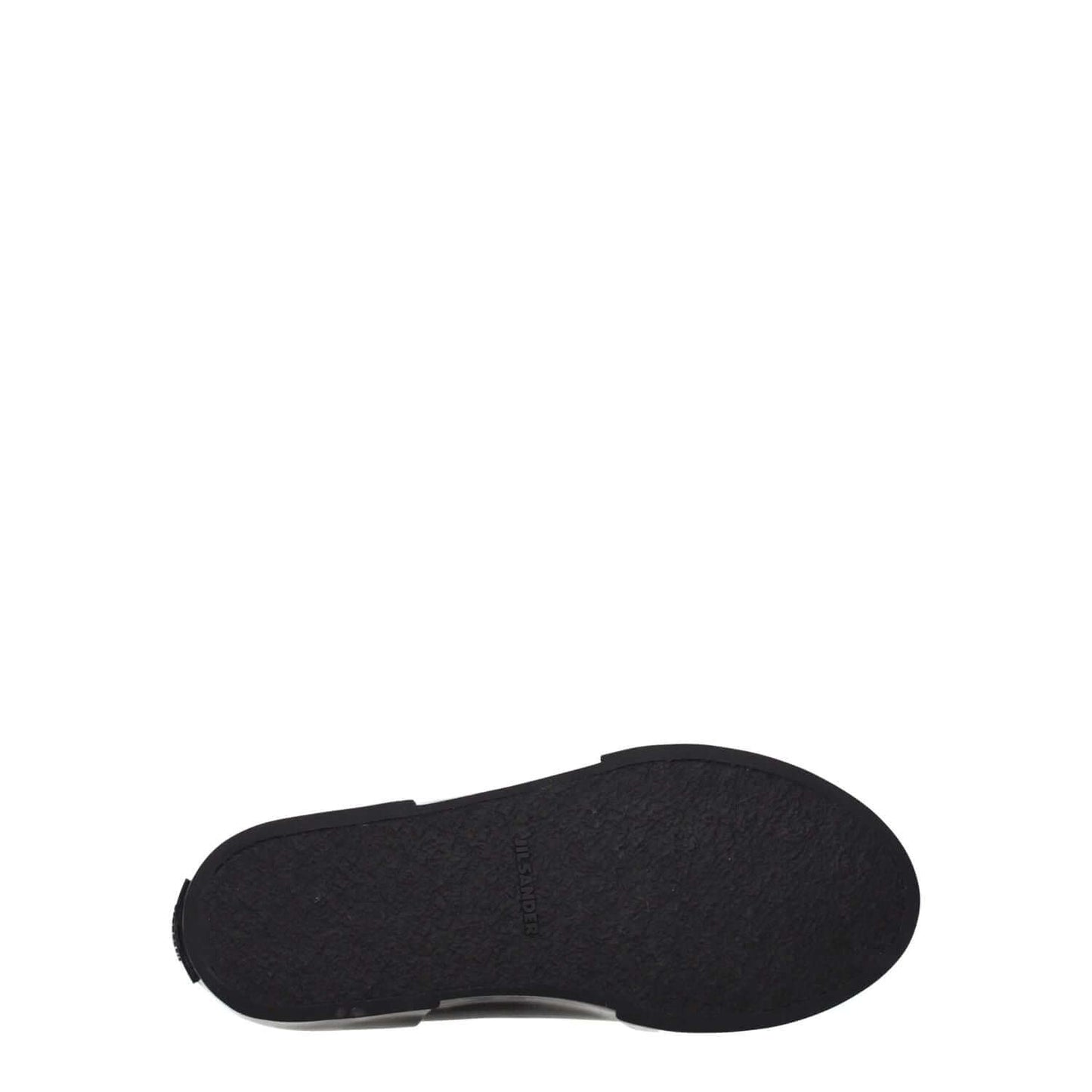 Jil Sander Black Fabric High Top Sneakers sole with rubber outsole and back logo details.