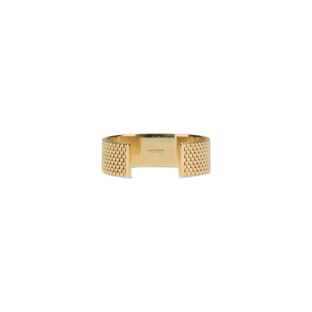 Jil Sander Gold Brass Bracelet featuring a refined mesh texture and minimalist design, autumn-winter 2025 collection.