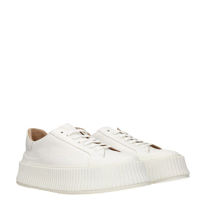 Jil Sander White Leather Platform Sneakers