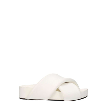 Jil Sander White Leather Slippers