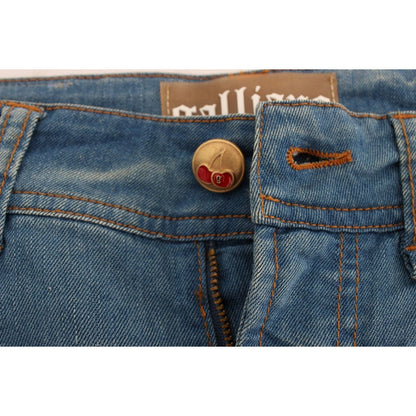 John Galliano Blue Wash Cotton Blend Slim Fit Jeans