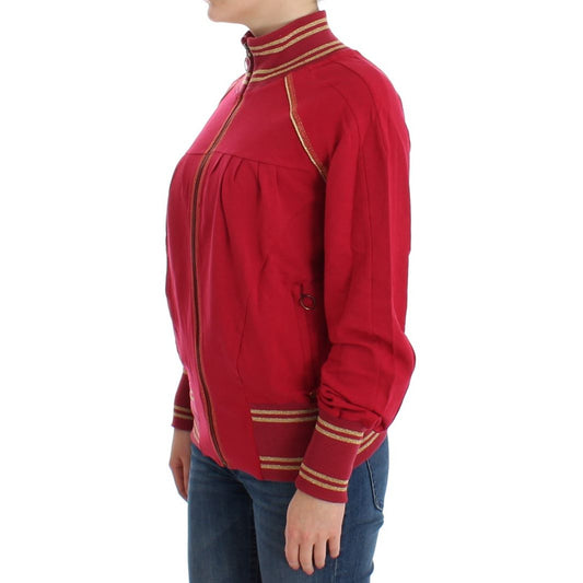 John Galliano Pink Mock Zip Cardigan Sweatshirt Sweater made of cotton and elastane, featuring a front zipper and logo details.