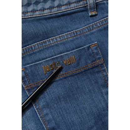 Just Cavalli Blue Washed Mid Waist Skinny Denim Trouser Jeans