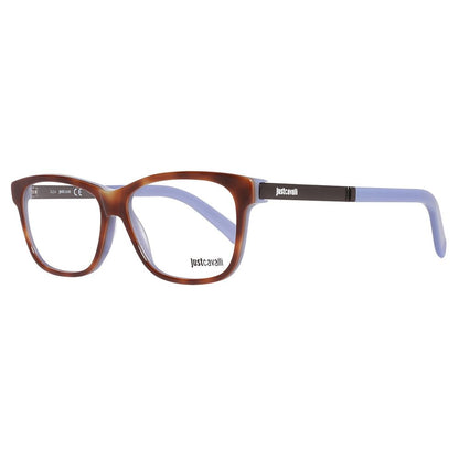 Just Cavalli Brown Plastic Glasses (Frames) with blue temples, model JC0619-056-53, unisex eyewear, size 53/14/145 mm.