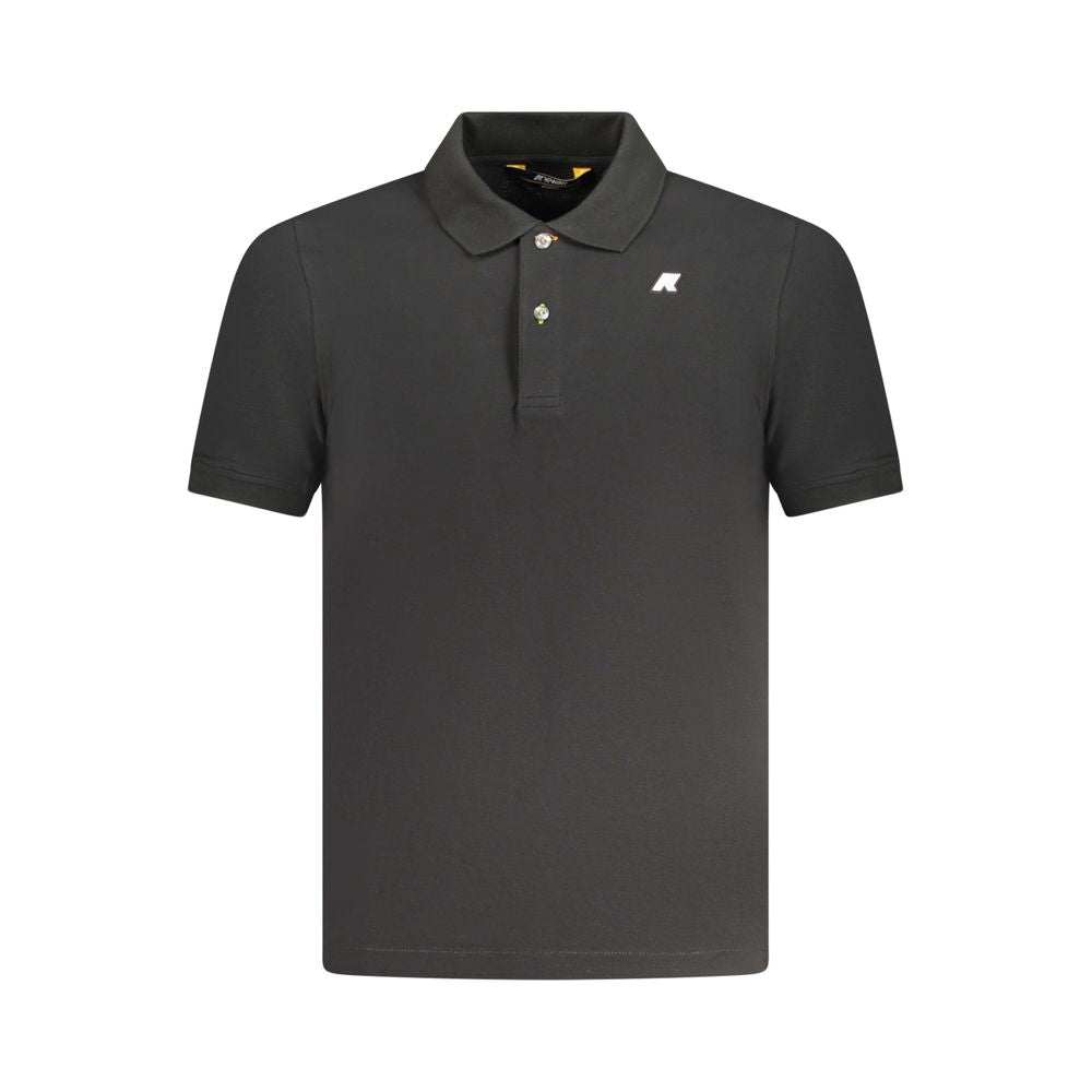 K-WAY Black Cotton Polo Shirt featuring short sleeves, 2 buttons, and logo application.